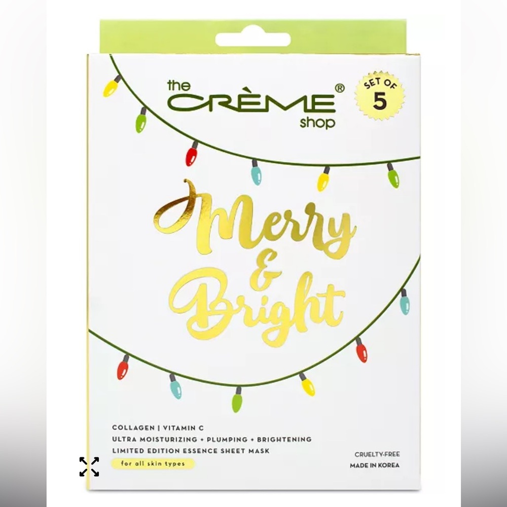 The Crème Shop Merry & Bright Sheet Mask, 5-Pk. NEW in box womens skincare